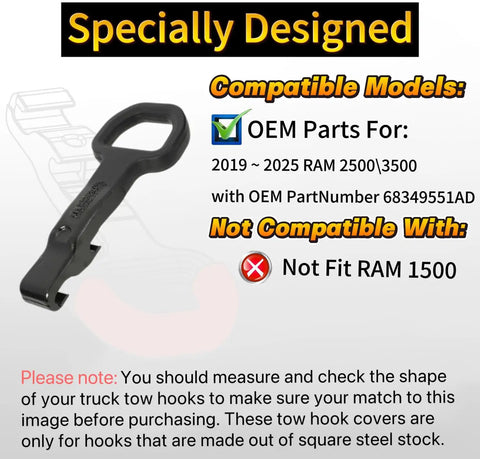 RAM 2500 3500 Tow Hook Covers Red Car Tow Hitch Cover Set For 2019 To 2026 Dodge RAM 2500 3500 Not Fit 1500 Easy Install Custom Fit