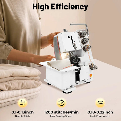Person using Workhorse Serger Overlock Machine With Four Thread Capability Up To 1200 Stitches Per Minute Pro Grade Speed