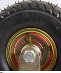 Close-up of Six Inch Pneumatic Rubber Caster Wheel showing metal hub and tire tread for heavy duty silent pump cart use.