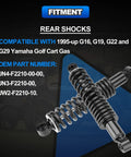 Rear Golf Cart Shock Absorbers Heavy Duty With Steel Springs And Matte Black End Links Solid Replacement Suspension Kit For Yamaha G16 G19 G22 G29 Gas Whips Ready To Roll with part numbers.