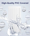 White Primed MDF Sliding Barn Door 40 Inch By 84 Inch With Waterproof PVC Coating Non Bending Construction in promotional image.