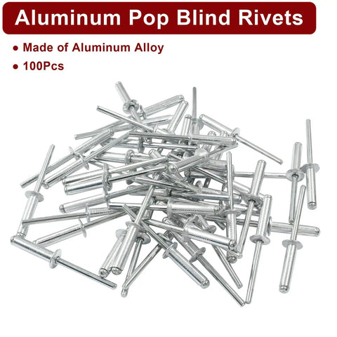 Stack of 100 Pcs Aluminum Blind Rivets Dome Head Pop Rivets Three Sixteenths Inch By One Inch for Easy DIY Projects in Silver