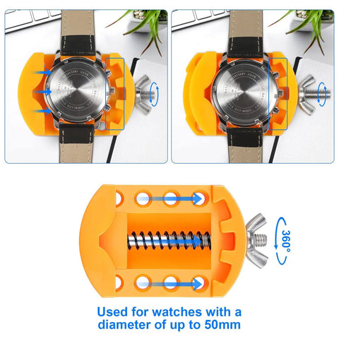 Grooved Watch Back Opener Kit For Notched Cases - Wrench Tool To Rotate Open The Grooved Case Back, Battery Replacement Tool