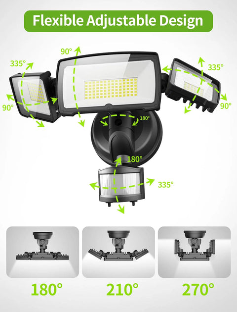 Beastly Bright 100W LED Security Flood Light with 11000 Lumens, 3 Adjustable Heads, Motion Sensor, Remote Control, IP66 Waterproof Outdoor Lighting for Yard and Garage