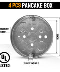 4-Pack Shallow Round Electrical Boxes For Ceiling Pancake Installations, 1/2-Inch Deep, 1/2-Inch Knockouts, front view