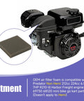 Air Filter Foam Kit For Non Hemi Predator 212cc Engines, shown near engine to illustrate fit, includes foam and compatibility details.