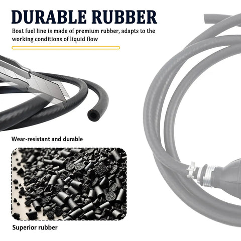 5.9 Ft Rubber Three Eighths Inch Marine Fuel Line With Primer Bulb For Manual Pumping Fuels Soft Boat Fuel Hose Universal Outboard Fuel Line For Boats RVs Marine Applications And DIY Car Accessories