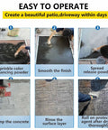 Process of using Pro Grade Concrete Stamp Molds Set for Outdoor Projects with Realistic Cobblestone, Brick, and Wood Grain Textures.