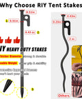 Eight Pack Heavy Duty Tent Stakes 12 Inch Steel Pegs for Camping Durable Steel Tent Pegs comparison with standard stakes