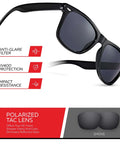 Polarized Sunglasses For Men And Women With UV400 Protection, Classic Vintage 80s Shades, black frame, glare reduction