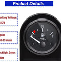 12V Fuel Level Gauge For Cars And Boats With White LED Backlight Universal Fuel Meter Replacement, 52mm black dial