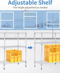 Adjustable Four Tier Wire Shelving Unit With Black Metal Frame And Plastic PP Shelves demonstrating adjustable height feature.