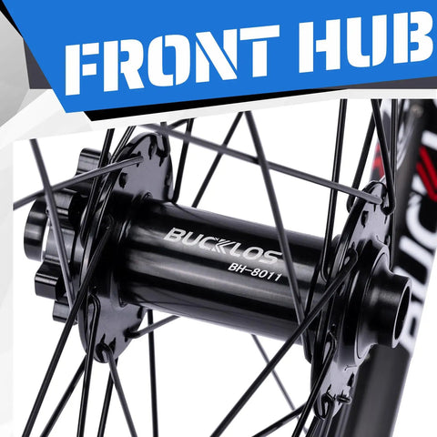 Close-up of front hub on 27.5 and 29 inch thru axle MTB wheelset, 110mm 15mm disc brake AL6061 32H double wall clincher.