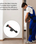 Professional Grade Hefty Swivel Door Panel Installer Cabinet Jack Lifter Tool Handles No Sweat Up To 220 Pounds Load Capacity For Shop Use in action with installer.