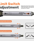 Limit switch adjustment guide for Rugged Built Single Automatic Swing Gate Opener With All Weather Aluminum Housing And Smart App Control For 8ft Gates Under 775 Lbs Smooth Operator No Hassle Complete Remote Kit.