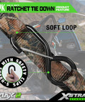 Heavy Duty One Inch Ratchet Tie Down Straps Four Pack With Integrated Soft Loops And A Killer Grip to secure lashing.