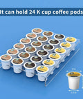 Clear Acrylic K Cup Drawer Organizer For Drawer And Countertop Storage Holds 24 K Cup Coffee Pods on blue background