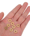 Kick Your Projects Into High Gear With These 50 Big Brass M5x10mm Flat Seal Washers For Heavy Duty Electrical Connections And Hardware Fastening Needs Ensuring Lock Tight Stability To Rock Any Project Easily. brass M5x10mm flat seal washers in hand