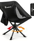 Ultra Portable Folding Camping Chair With No Assembly 360 Degree Swivel Lightweight One Piece Design For Adults Ideal For Beach Lawn Travel Backpacking Hiking Fishing Black