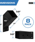 4x4 Pergola Brackets Kit Eight Pack Beefy Powder Coated Steel Corner Braces 45 Degree Angle Supports for DIY Pergola Build