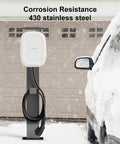 All Weather Rated Outdoor Electric Charger Pedestal Stand, Freestanding Level 2 Charging Station Mount in snowy scene.