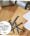 Heavy Duty Stainless Steel Clevis Pins Set, 20 Pc DIY Fastener Kit shown with drill on wooden surface