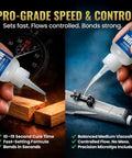 Medium Super Glue Pro Kit 2 Oz For Quick Fixes And Woodworking All Purpose Cyanoacrylate Adhesive with nozzles in action