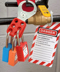 Electrical Lockout Tagout Kit With 33 Devices Padlocks Hasps Circuit Breaker Locks Switch Locks Tag Outs And Nylon Storage Bag for OSHA safety