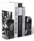 Sturdy Marble Book Ends Set Weighing 7lbs With Non Slip Pads For Stable Shelf Display That Keeps Books CDs And Video Games From Slipping