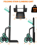 Heavy Duty Stair Climber Hand Truck 440 Lb Folding Utility Dolly with rugged steel frame and telescoping grip, measurements shown.