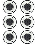Six Pack Spindle Hub CD Holder Replacement for PS1 PSX Turntable CD DVD Player Tray with Beads Laser Head Lens Ceramic Motor Cap Stabilizer Gamer Ready Repair Part, showing front view of six spindle hubs with black center and white outer ring