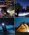 Scenes showing Rechargeable LED Flashlight With Zoomable Beam, 1000 Lumens Beast Bright used in various situations like camping and biking.