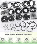 Assorted Round Wire C Clips Set For Holes, External Snap Rings Kit, 322 Pcs In 10 Sizes M7 To M30, 65Mn Steel in box