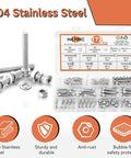 172 Piece M6 Screws Assortment Kit For DIY Projects And 3D Printers Including M6 Sizes 8mm to 35mm 304 Stainless Steel Hex Set