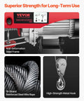 VEVOR electric hoist with 880 lb capacity, red housing, steel wire rope and metal hook.