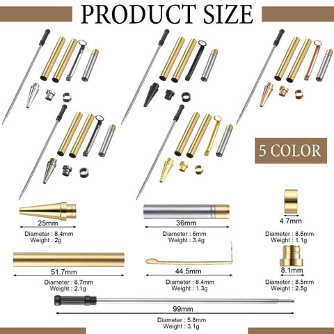 10 Sets Woodturning Pen Kits Starter Package With 7mm Slimline Pen Kits Refill Includes Color Finishes