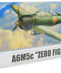 Box of A6M5c Zero Fighter 1 To 72 Scale Plastic Model Airplane Kit With Dope Detailed Multicolor Parts And Three Decal Sets