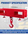 Heavy Duty Forklift Lifting Hook With 4400 Lbs Capacity, Swivel 360 Degree Rotation, Security Latch, Dual Large T Screws, Red Mobile Crane Style Hoist Hook, Easy Slide On Pallet Forks, Ideal For Warehouse Hoisting And Load Handling. 23.62 x 5.51 x 5.12 in