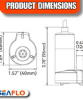 Diagram showing dimensions of 12V 4 GPM Submersible Water Transfer Pump For Intermittent Duty In Stainless Steel Construction Portable
