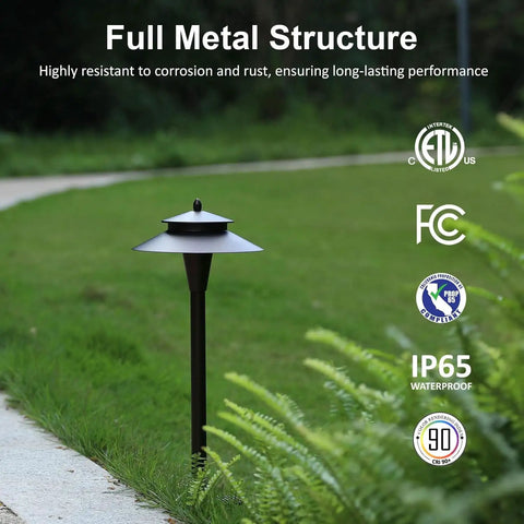 Low Voltage Landscape Lighting Kit 12V LED Pathway Lights With Five Color Options 5W Per Light Bronze Finish