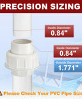 3 Pack One Half Inch PVC Union Coupling Fittings Sch 40 Socket To Socket Slip Union Adapter dimensions diagram