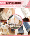 Handheld Stitch Gun For Quick Clothing Fixes No Threading No Electricity Portable Repair Tool showing various fabric repairs