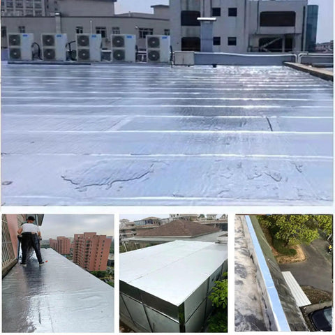 Rock Solid Self Adhesive Roof Underlayment Roll Made With Sbs Bitumen And Aluminum Foil applied on metal roof for waterproofing and leak sealing.