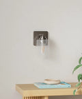 Set Of 2 Brushed Nickel Wall Sconces For Bathroom And Hallway Modern Farmhouse Vanity Lights With Clear Glass Shade When Not Lit