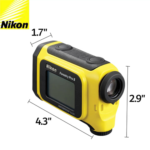 Forestry Pro II Workhorse Laser Rangefinder Hypsometer Digital Range Finder With 8 To 1750 Yards Height And Angle Measurements 2 Point And 3 Point Height Calculations Bundle Includes 3 Extra CR2 Batteries And Lens Cloth, yellow Nikon unit