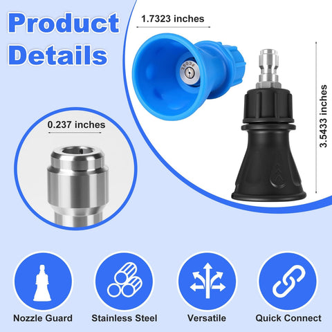 2 Pack Pressure Washer Nozzle Guard With 25 Degree And 40 Degree Tips, Stainless Steel Protector Holder, One Quarter Inch Male Quick Connect