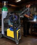 Heavy Duty 3 Tier Rolling Welder Cart With Tank Storage And Gas Cylinder Slots, Safety Chains For TIG ARC Plasma Cutter Welding Machines