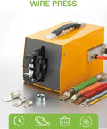 Industrial Grade Pneumatic Crimping Machine That Delivers Reliable Air Powered Wire Terminal Crimping Plier Performance For Shop Floors And No Sweat Repairs On Stranded Cables with foot switch and various cables.