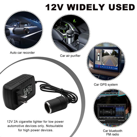 Heavy Duty Plug And Play AC To DC Converter With Solid Car Cigarette Lighter Adapter for auto recorder, air purifier, GPS.