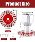 Badass Grade 4 Pack Mini Diamond Saw Blades Set For Granite Marble And Tile Precision Cutting With 5 8 11 Arbor Includes Flange Fasteners For Beveling Detail Projects, showing size and mounting details.
